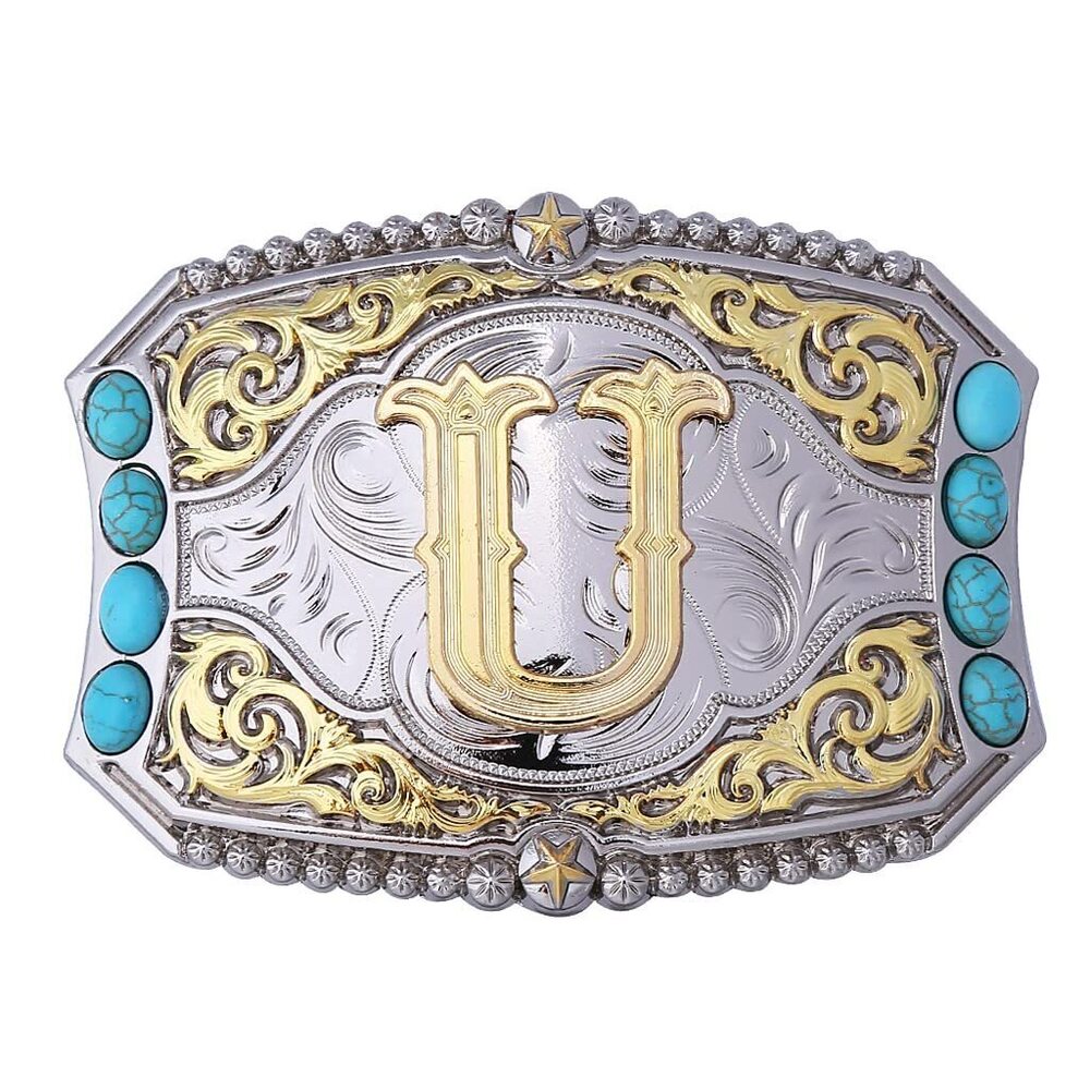 3521 Western Belt Buckle Cowboy Rodeo Initial Letters ABCDEFG to Z